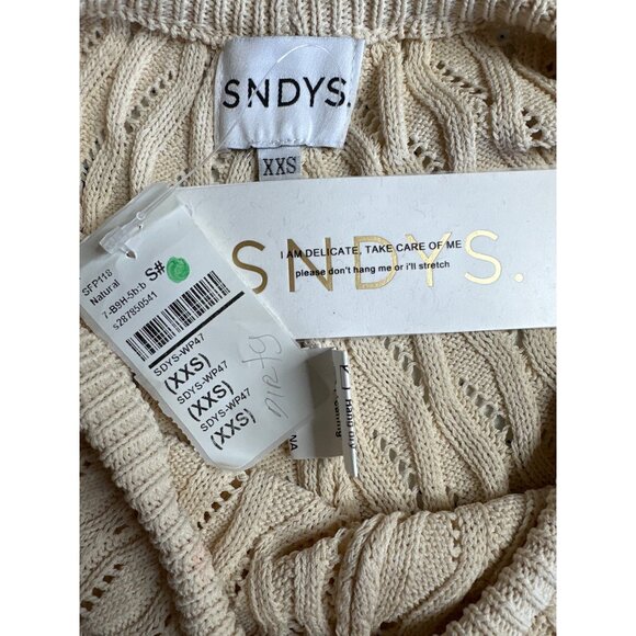 SNDYS Claire Pants in Natural XX-Small New Womens Cream Crochet Coverup - Picture 7 of 8